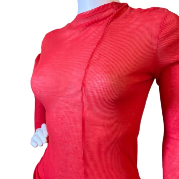 Creatures Of The Wind Tops - CREATURES OF THE WIND red sheer knit long sleeve front seam pullover shirt Sz M